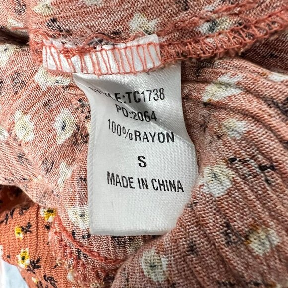 Gigio Womens Floral Mini Dress Short Sleeve Cinched Waist Orange/Multi Small - Picture 8 of 8